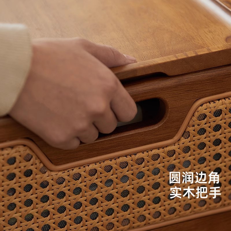 無垢材籐細目収納バスケット取り外し可能スタッカブルスナック収納バスケット収納ボックス衣類収納バスケット|undefined