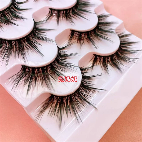 Right-Angle L-Shaped False Eyelashes, Wide-Angle Thick Lengthened Strips with Built-In Eyeliner