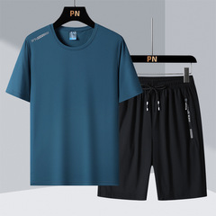 Sports Set 2024 New Ice Silk Short-Sleeve T-Shirts for Men and Women Summer Couple Outfits Running Casual Two-Piece Trendy