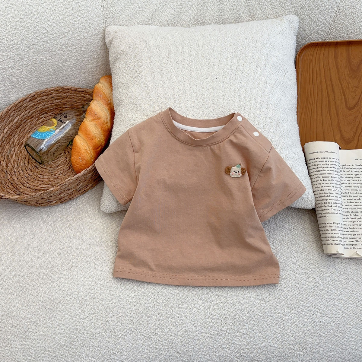 Ropa de verano para niños, babero de estilo nórdico, traje de manga corta, traje de salida suelto ligero de verano, traje de dos piezas