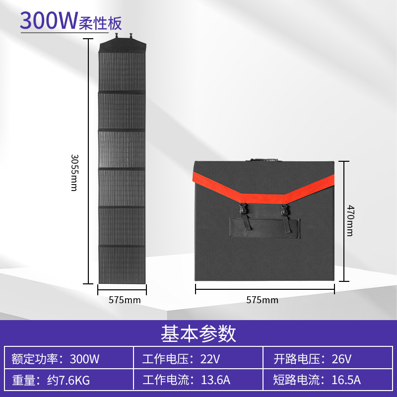 翔日现货300W18V单晶太阳能板折叠12V便携式太阳能折叠包大功率