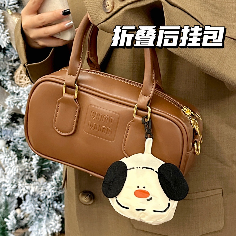 Tengyi original ins viento caricatura cachorro bolsa de almacenamiento plegable bolsa de compras portátil de gran capacidad bolsa ecológica