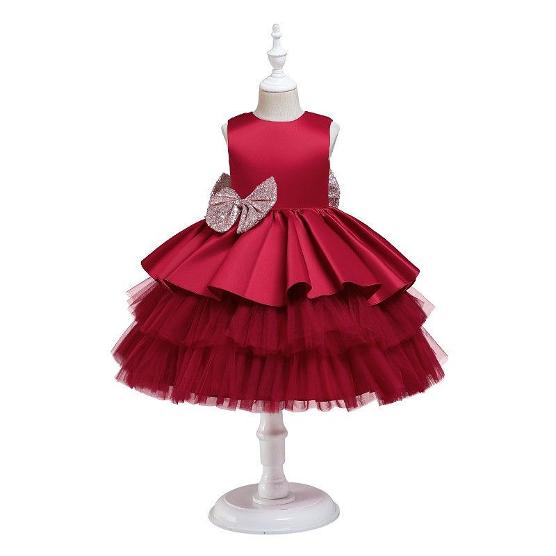 Fashion Solid Color Bowknot Cotton Blend Girls Dresses display picture 4