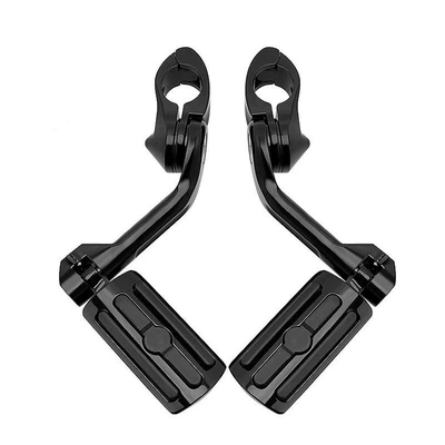 Harley Motorcycle Suitable for Glide Dual-Light Road Fat Boy Flagship Road King Modified Bumper Pedal Cruise Pedal (Motorcycle pedals) - long-three-vertical-pedals-bright-black