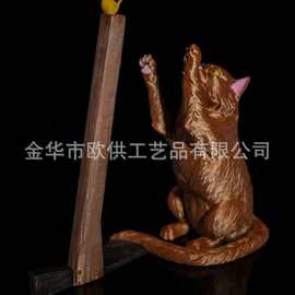 跨境猫咪逗鸟造型卷纸架 萌趣动物风厨房纸巾收纳摆件158
