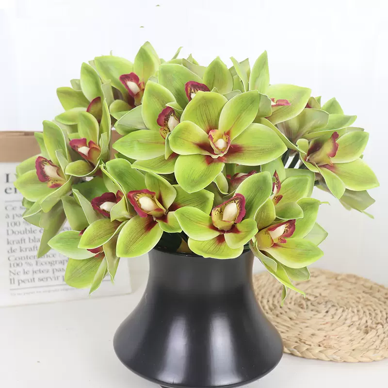 仿真惠兰蝴蝶兰6枝一把 现代家居装饰样板房花艺新中式仿真花假花