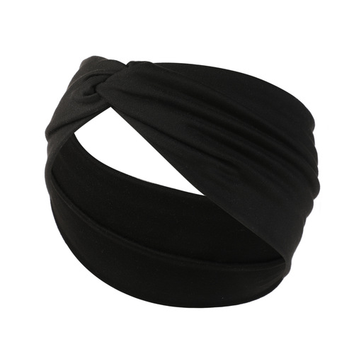 New European and American Crossed Knot Head Scarf, Solid Color Sports Yoga Sweat Headband for Women