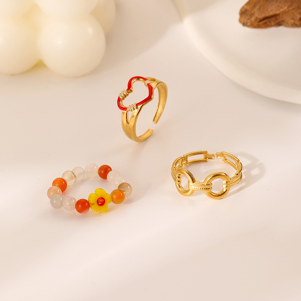 Fashion Heart Shape Stainless Steel Plating Open Ring 1 Piece