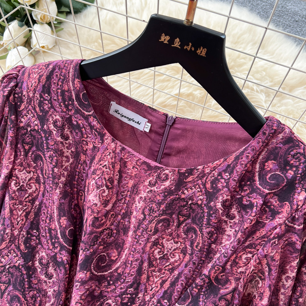 Women's French Style Loose Fitting Dress with Long Sleeves Tie Waist A-Line Long Skirt Slimming Elegant Spring Autumn Dress_ecoleips.com