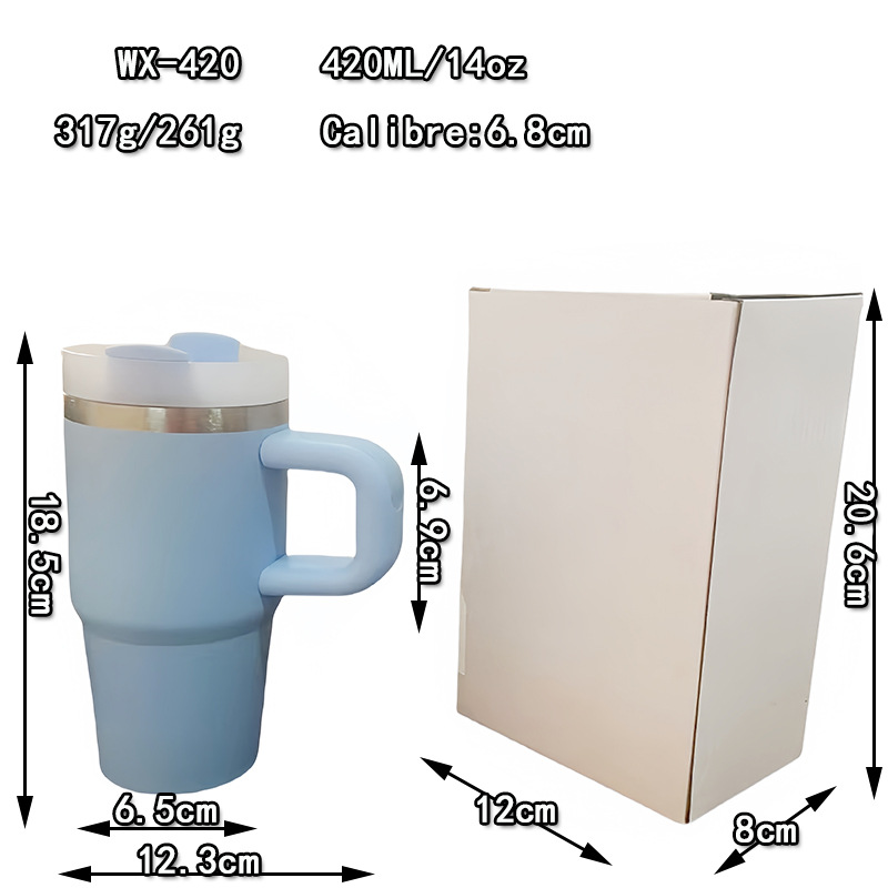 Inventario al por mayor transfronterizo 14oz portable taza de automóvil de pequeña capacidad mini taza de vacío de paja de hielo taza