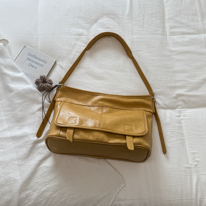 Buckle Ring Briefcase PU Leather Shoulder Bag 8