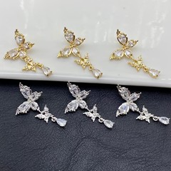 保色锆石蝴蝶四通流苏穿珠手工水晶文玩手串手链DIY饰品配件串珠