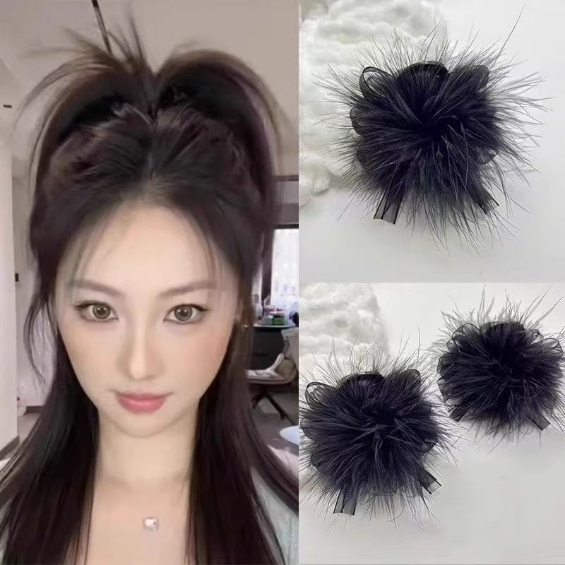 デザインメッシュフェザーグリッパー、ハイエンドで多用途なインターネットセレブヘアアクセサリー、ヘアピン、ヘッドドレス、ブラックヘッドフラワーシャーククリップ|undefined