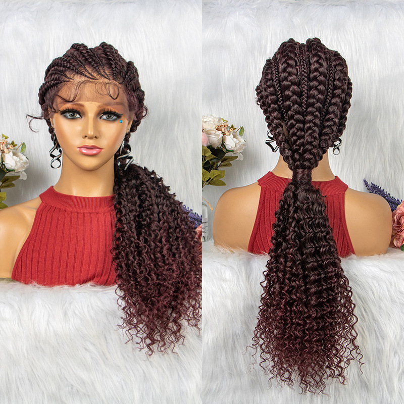 Front lace head cover Chemical Fiber wig BraidWig a braid dual-use long hair head cover in stock wig wholesale