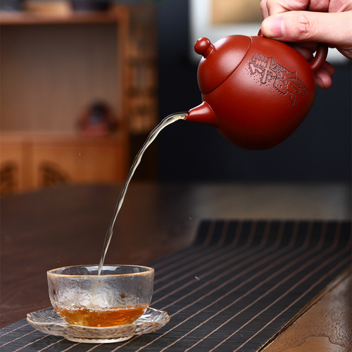 Yixing purple clay pot tea set wholesale famous teacher gift box Dahongpao dragon egg teapot can support the family gift tea set