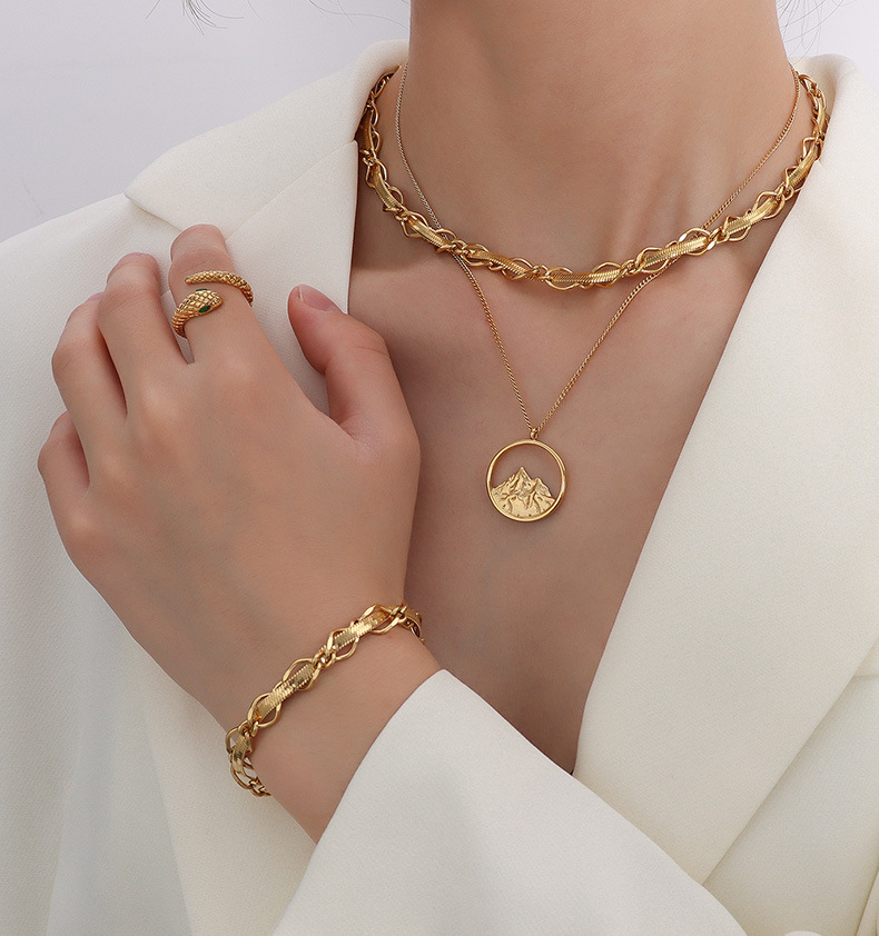 Fashion Geometric Solid Color Titanium Steel Plating Womenu0027S Bracelets Necklace