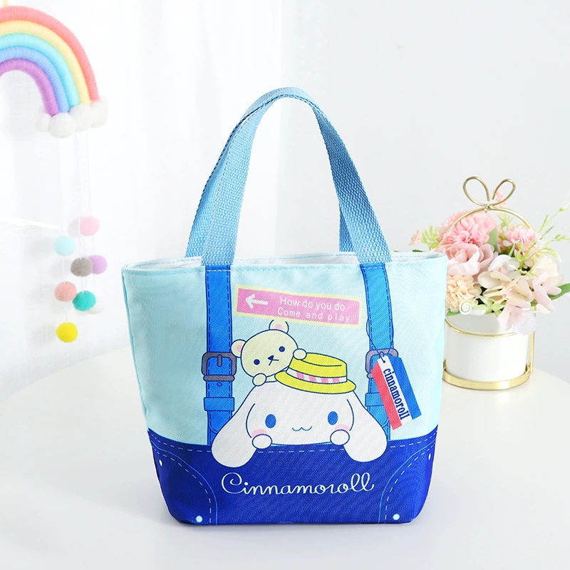 Cartoon linen bag, handheld lunch box bag, tableware for elementary school students, organizer bag, food bag