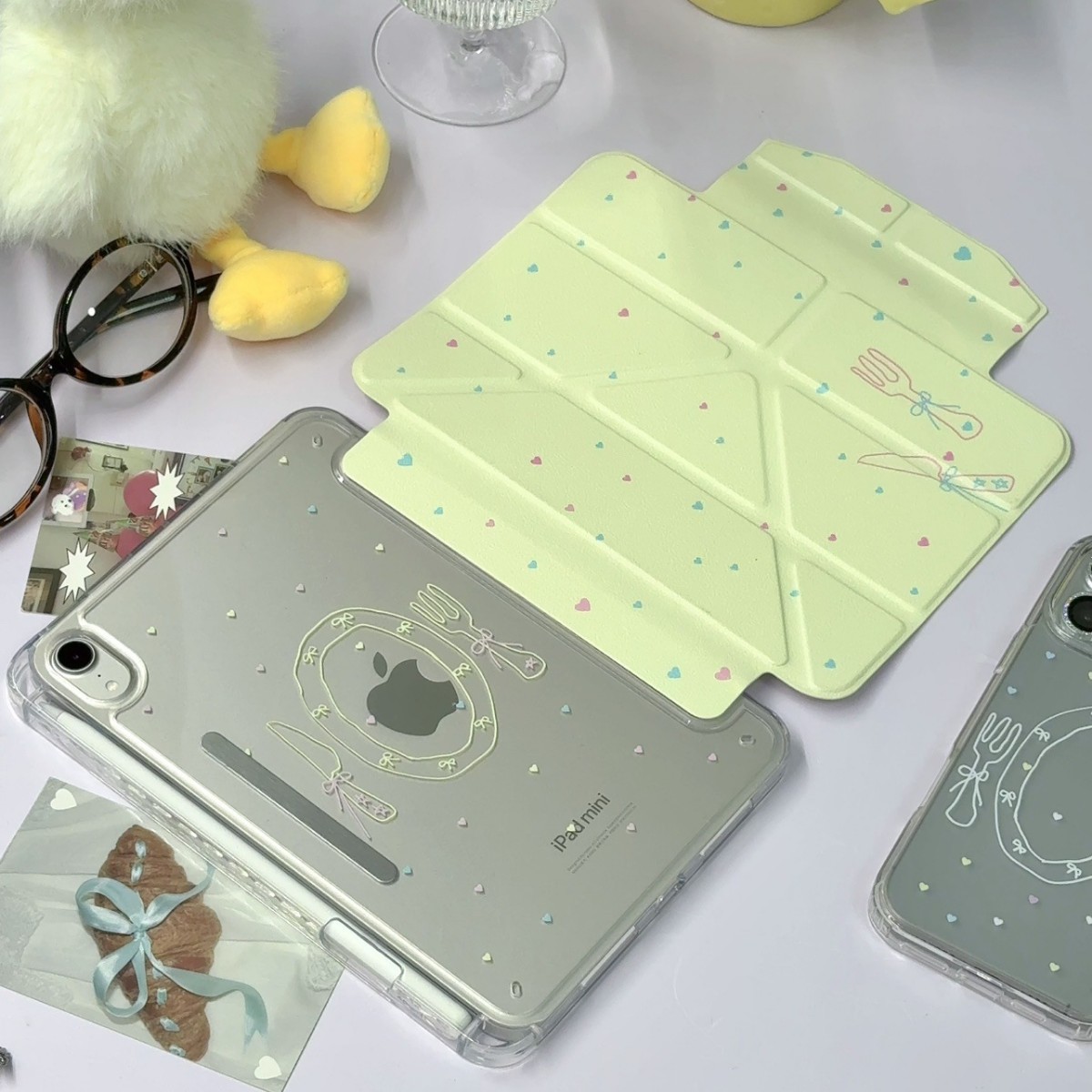 Colorful Heart Tableware Suitable for iPad Tablet Protective Case Y Fold Pro with Pen Slot 11Th Generation Hard 13inch Mini/Air