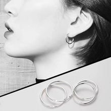 925纯银针素圈耳环2024新款爆款小众高级感耳钉轻奢女耳饰耳圈