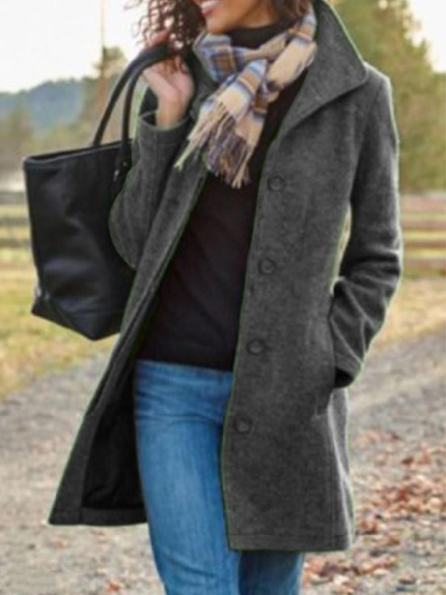 Women's Long Woollen Overcoat For Women Retro Style Solid Colour_voghion.com