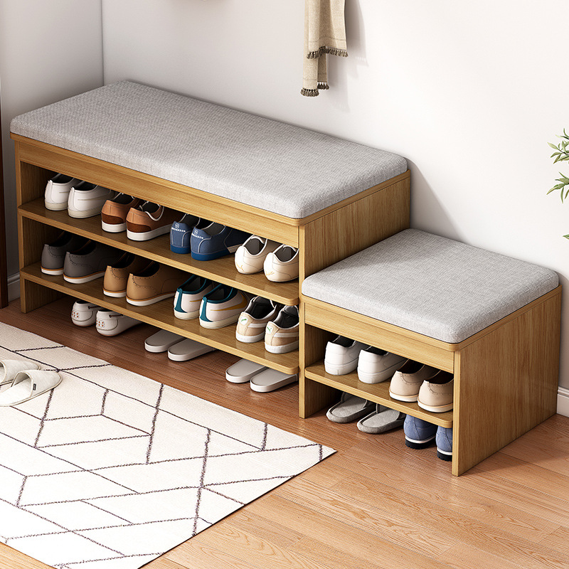 Estandante de zapatos doméstico puerta pequeña estrecha con taburete de zapatos para sentarse en un taburete de zapato integrado para padres e hijos