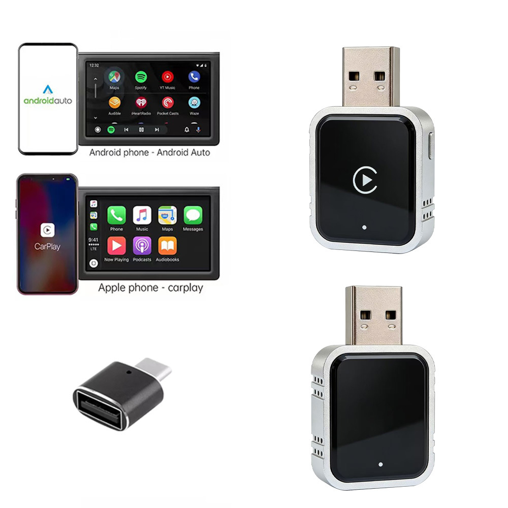 New Cross-Border Wireless Carplay Android Auto Car Navigation Wired-To-Wireless Car Foreign Trade Box