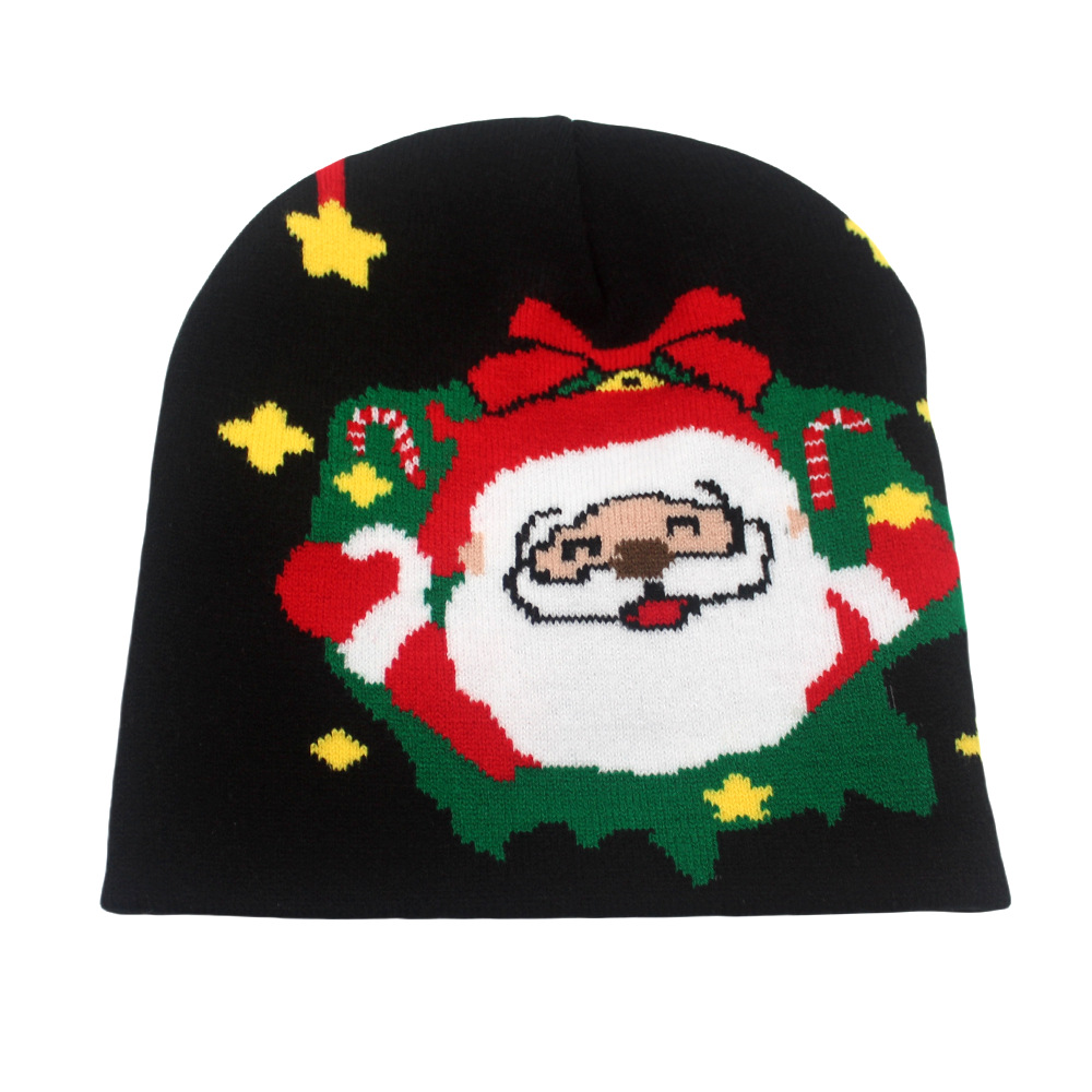 Nuovo Natale per la decorazione autunnale e invernale, caldo cappello lavorato a maglia, cappello di lana con renna di Babbo Natale_voghion.com