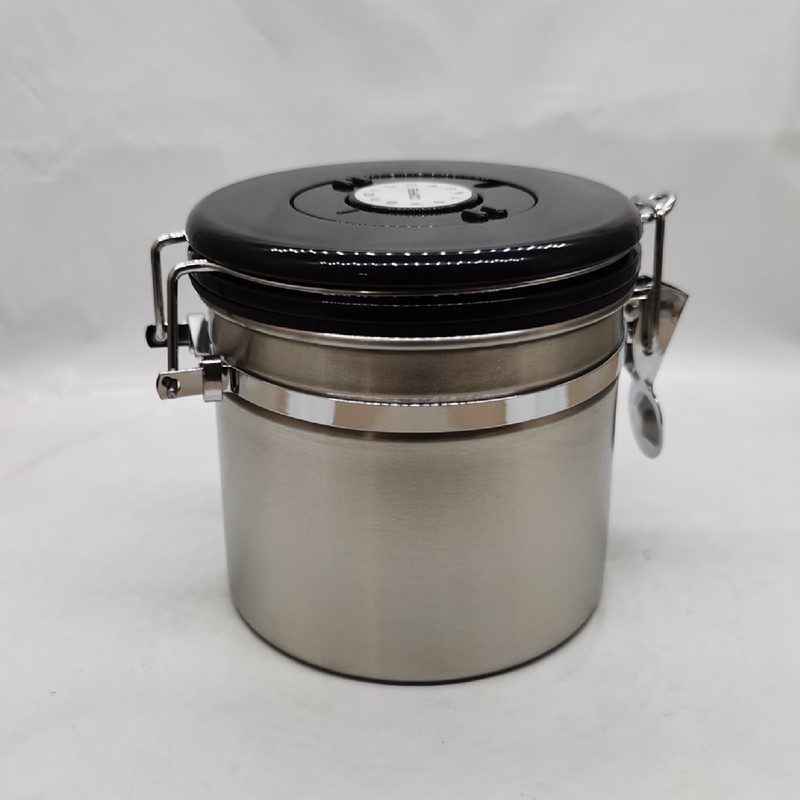 封罐 304不锈钢排气阀密封储物罐带勺子干果保鲜罐咖啡罐