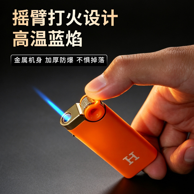 Manufacturer wholesales metal frosted silicone flip-top blue flame windproof lighter with custom engraving and advertising