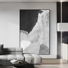 現代簡約黑白抽象客廳裝飾畫大幅沙發背景牆落地畫高級感卧室掛畫