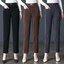 8173灯芯绒九分裤女小个子妈妈裤宽松休闲中年女裤中老年大码春秋