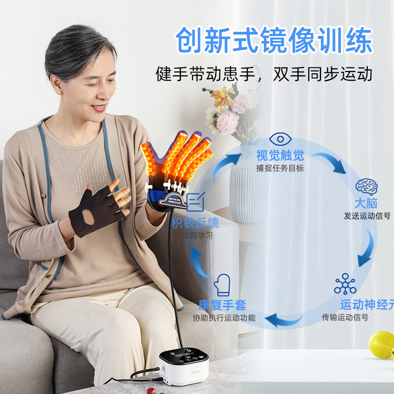 指リハビリテーション手袋マッサージャー手トレーナー片麻痺脳卒中温湿布ロボット治療電気トレーニング|undefined