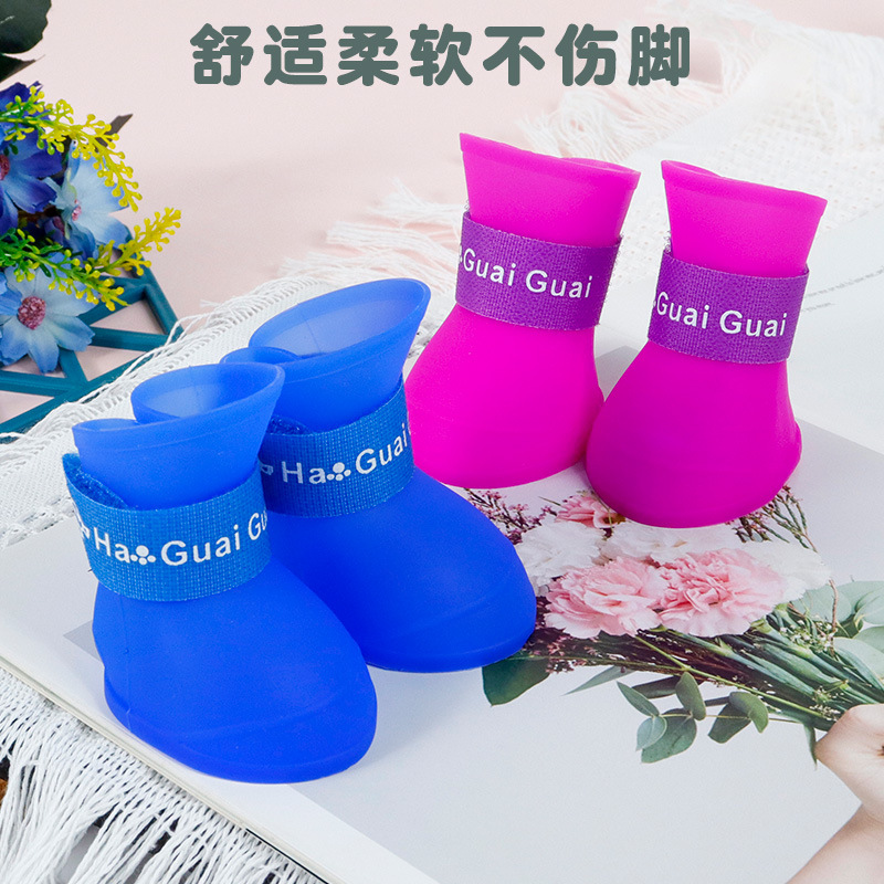 Perro antideslizante Botas de lluvia de silicona Teddy VIP Bichon zapatos para perros de silicona inferior suave Botas de lluvia impermeables cubierta impermeable del zapato