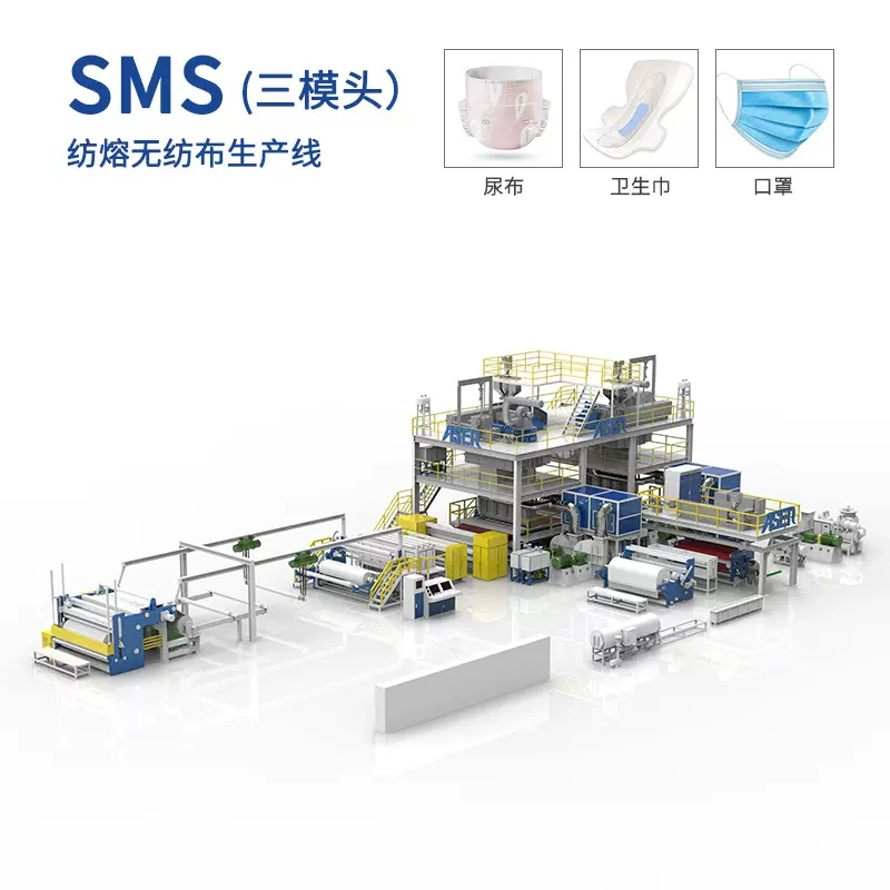 【新设计】SMS非织造布生产线 无纺布机器设备 熔喷布机器设备