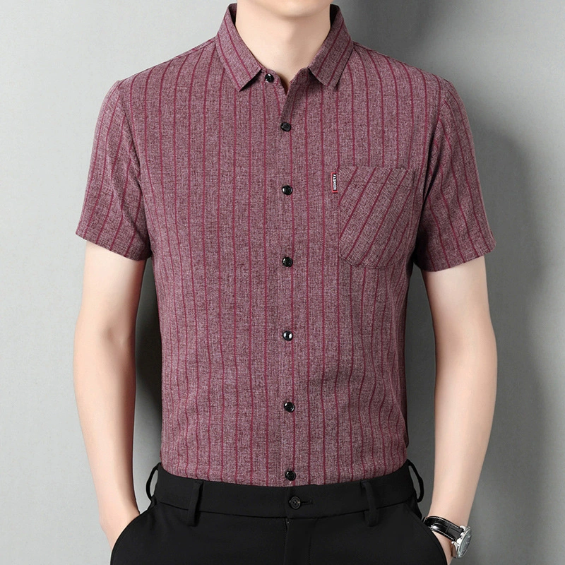 Мужская рубашка для отдыха, хлопок и лён