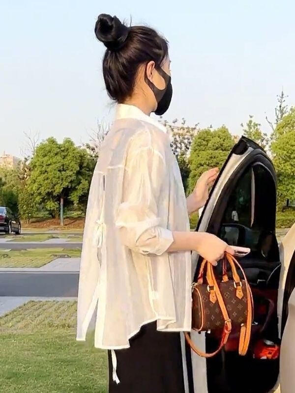 Back-Slit Tencel Sun Protection Shirt for Women, 2026 Summer New Design, Petite Style, Loose Sun Protection Jacket Back-Slit Tencel Sun Protection Shirt for Women, 2026 Summer New Design, Petite Style, Loose Sun Protection Jacket