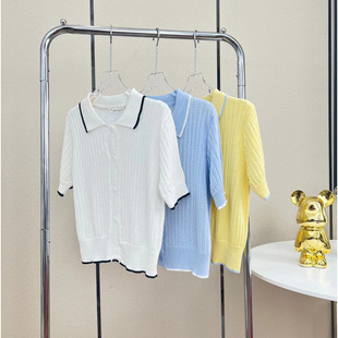 Q1E Cut Out Short-Sleeved Knitwear for Women 2022 New Korean Style Chic Design Ice Silk Short Thin Top t