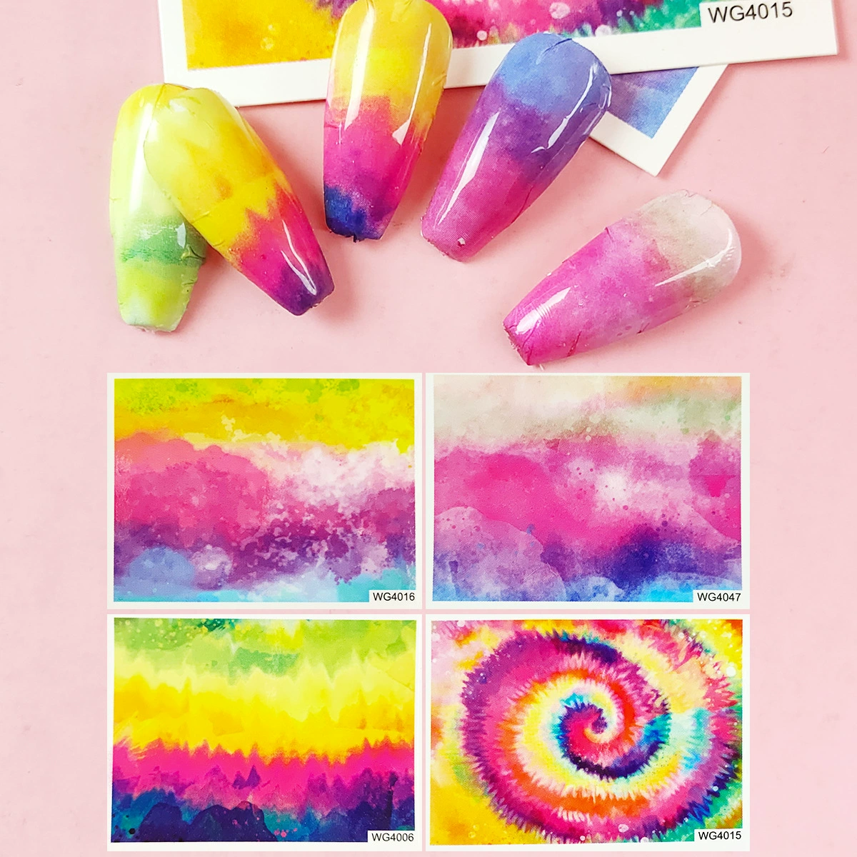 Трансграничные Водные Наклейки для ногтей Аврора Красочные звездное небо винтажные Акварель Ручная роспись наклейки для ногтей абстрактный стиль наклейки для ногтей