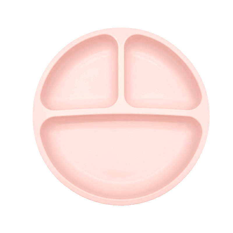 Silicona bebé cena placa redonda cara sonriente vajilla de silicona de los niños plato de cena de silicona suplemento de alimentos para bebés plato de cena del compartimiento