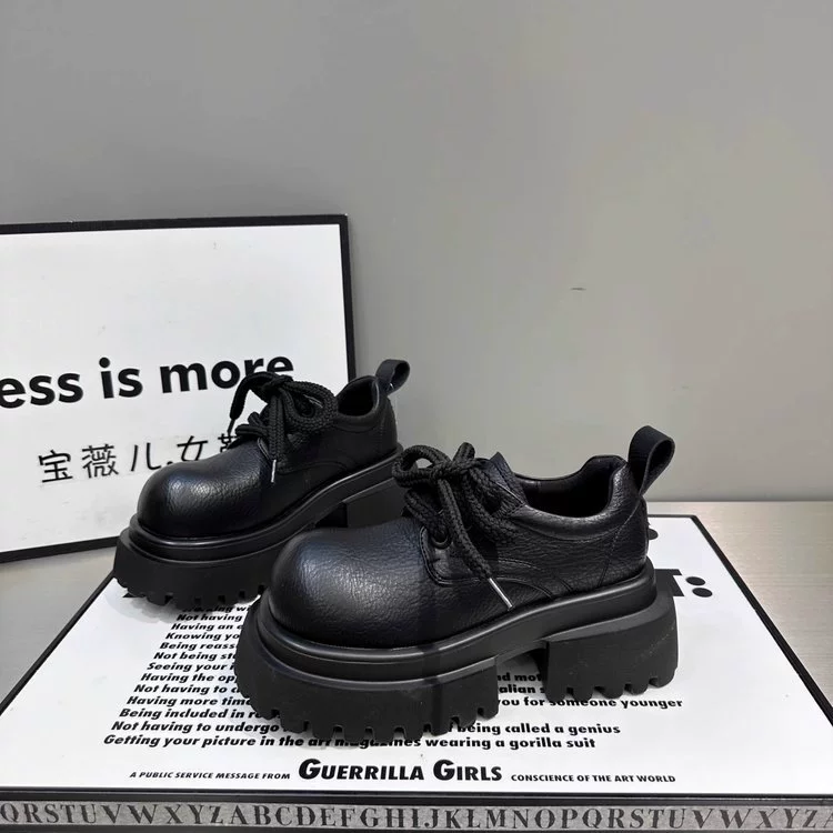 Footwear English style platform for leather shoes, loafers for leisure, British style, 2024 years, autumn, french style, French retro style