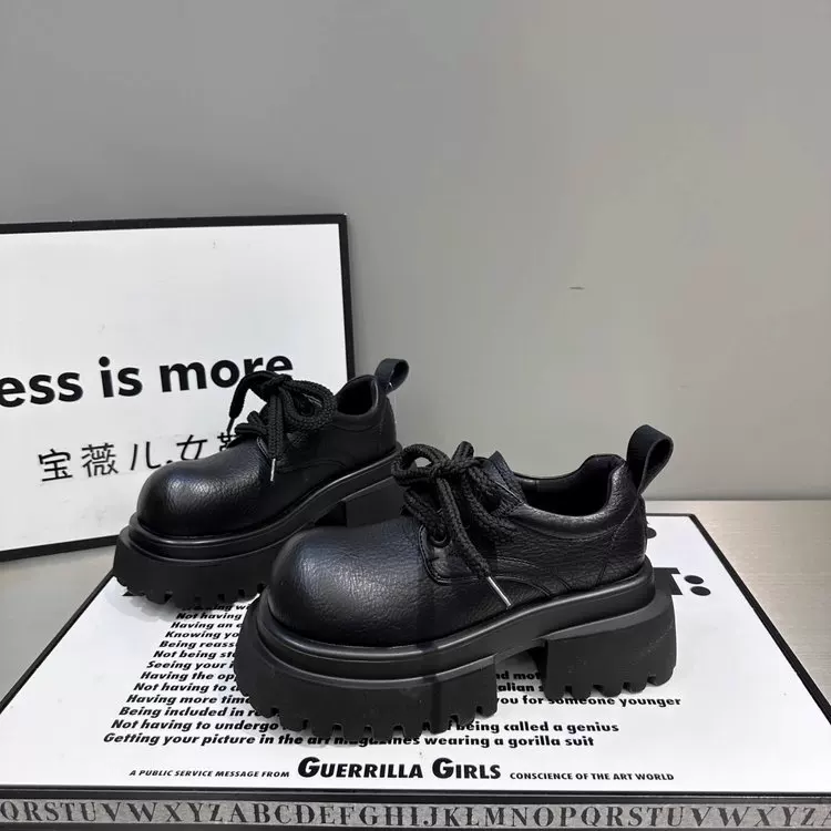 Footwear English style platform for leather shoes, loafers for leisure, British style, 2024 years, autumn, french style, French retro style