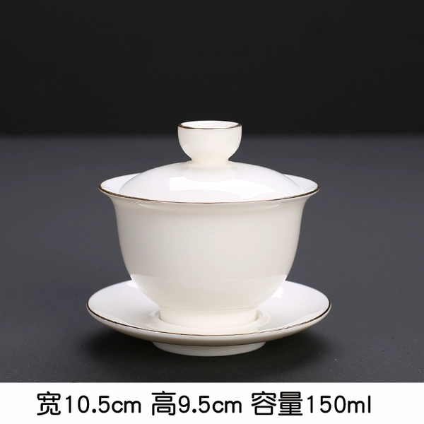 Drawing golden sheep fat jade cover bowl