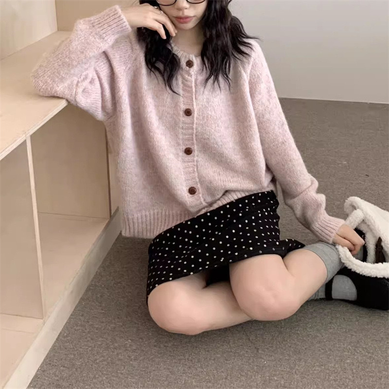 韩系穿搭针织毛衣外套女秋冬新款宽松慵懒风设计感外穿针织开衫女|undefined