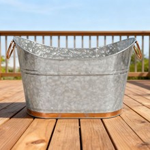 复古镀锌金属冰桶带铜色提手家用商用大容量酒吧KTV 啤酒饮料冷藏