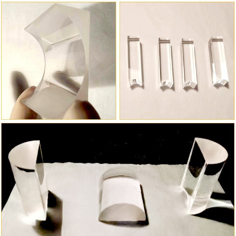 光学元件平凸柱面镜平凹柱面弯月柱面圆棒镜锥度镜K9石英厂家直销