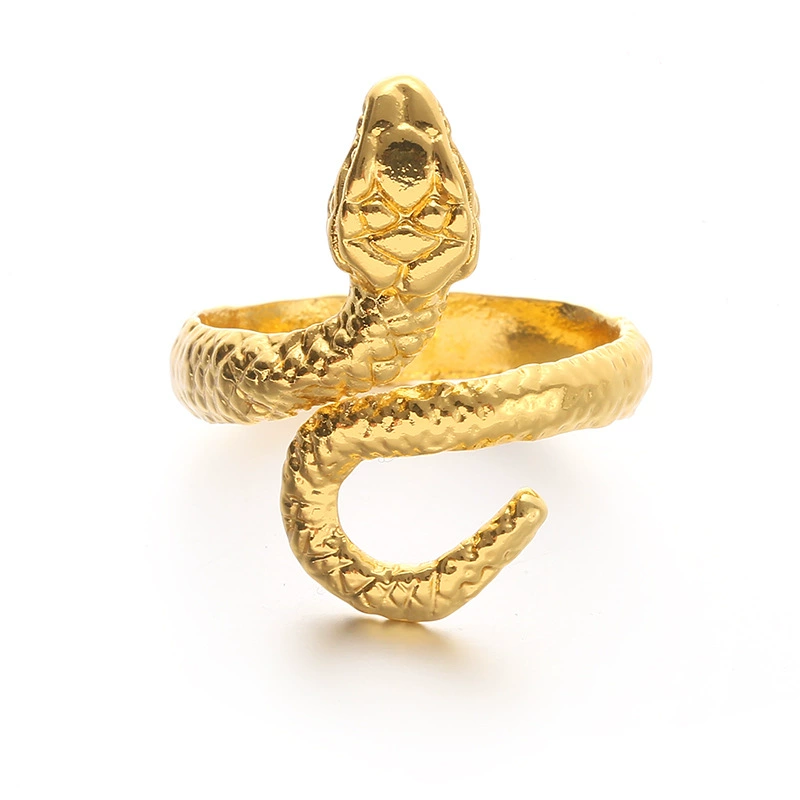 Adjustable Retro Snake Ring, Alloy with Gold Plating, Punk Style, One Size