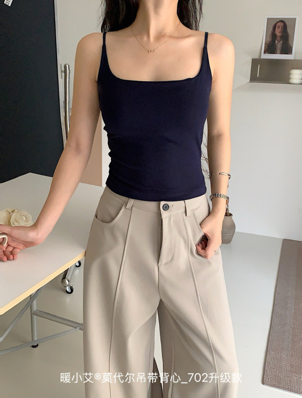 暖小艾702升级版莫代尔宝藏新色吊带背心免穿内衣女条纹内搭外穿|undefined