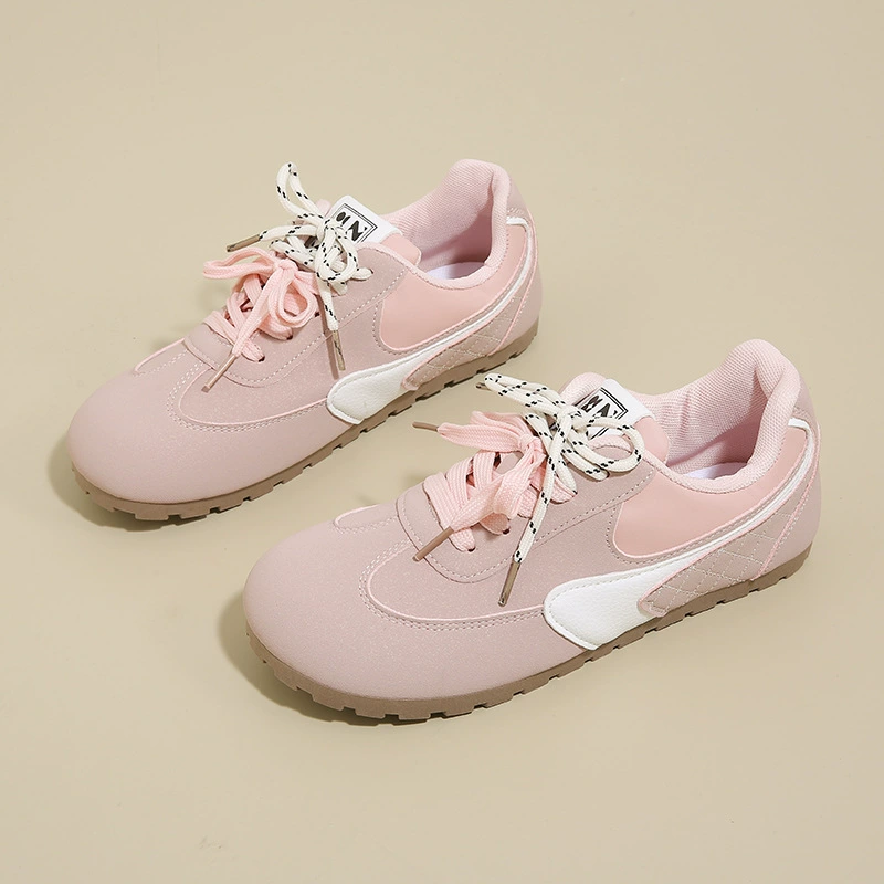 Розовые женские кроссовки для внешней торговли с милым и причудливым дизайном, новые весенние нишевые лоферы, белые балетки Forrest Gump.