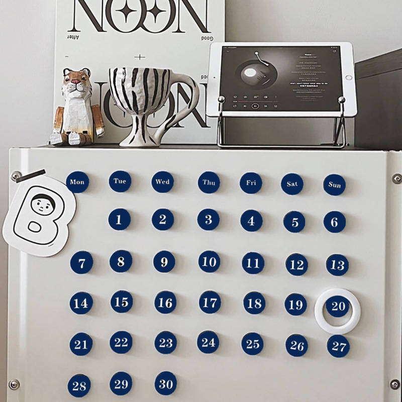 3cm 파란색 자기 흡입 + 스티커 + 로고 원