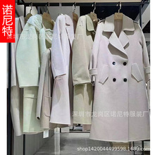 欧美2023年秋冬高端中长款双面羊绒毛衣外套大衣品牌折扣尾货批发